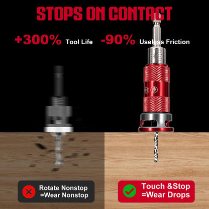 Upgrade 8PCS Countersink Drill Bits Set with Adjustable Depth Stopper (Red / 8 Pcs)