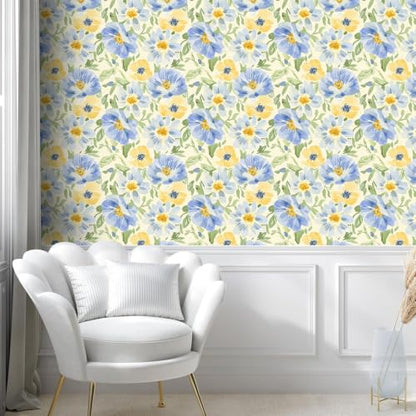 Watercolor Floral Peel and Stick Wallpaper Vintage Botanical Contact Paper