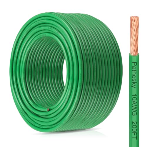 THHN Wire 10 Gauge 200FT Stranded Copper Electrical Building Wire 600V with Nylon Sheath & PVC Insulation (Green / 10AWG 200FT)