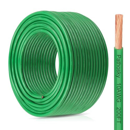 THHN Wire 10 Gauge 200FT Stranded Copper Electrical Building Wire 600V with Nylon Sheath & PVC Insulation (Green / 10AWG 200FT)