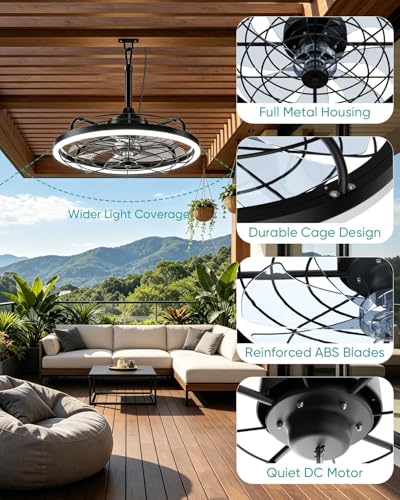 Outdoor Ceiling Fan with Light for Patios