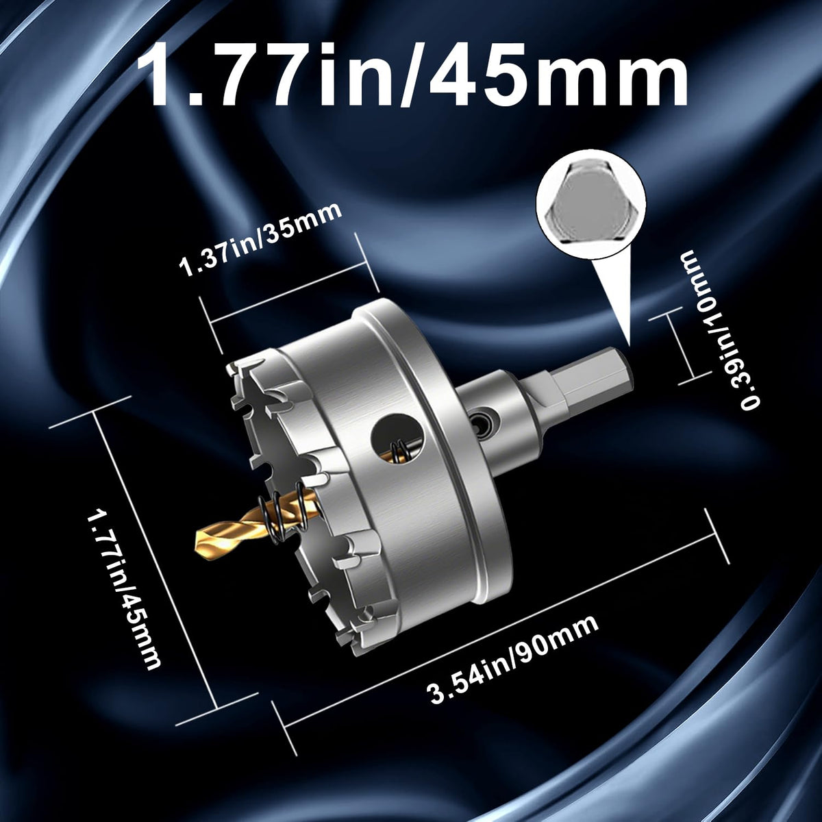 1-3/4" (45mm) TCT Hole Saw for Stainless Steel, Iron & Metal (1-3/4" (45mm))