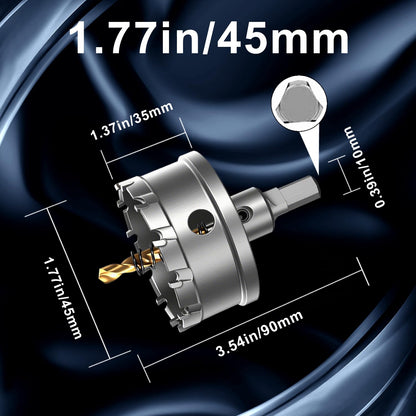 1-3/4" (45mm) TCT Hole Saw for Stainless Steel, Iron & Metal (1-3/4" (45mm))