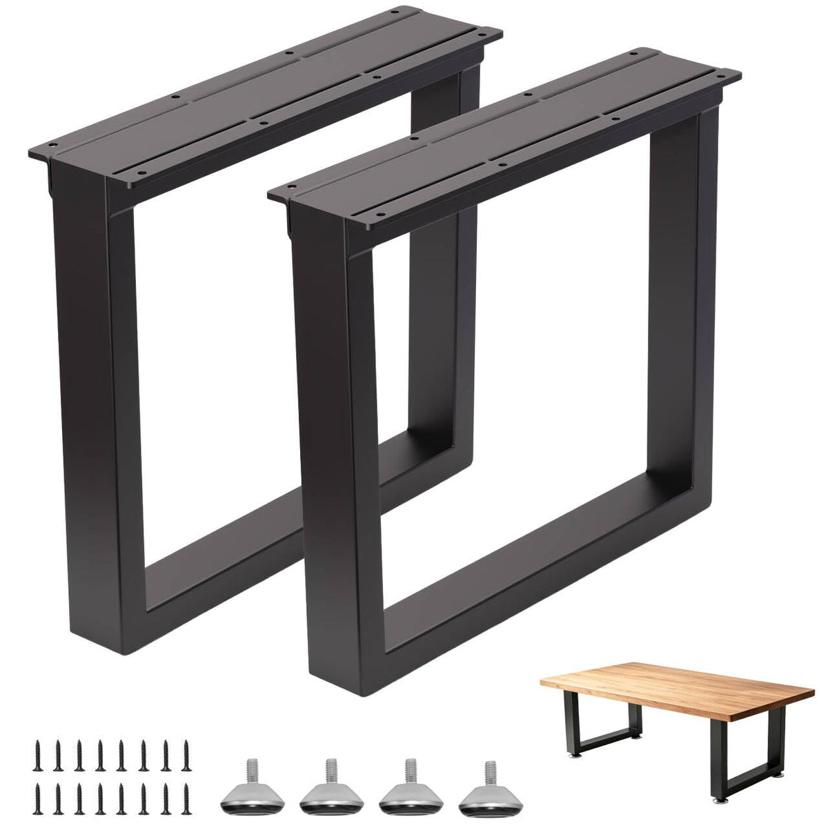 Metal Coffee Table Legs 16" H x 17.7" W Heavy Duty Set of 2 Black (H16" × W17.7" Square)