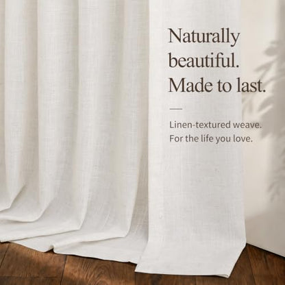 Natural Linen Cafe Curtains 45 Inches Long for Kitchen 2 Panels (Natural / 52"W x 45"L (Pack of 2))