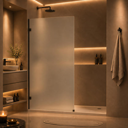Shower Glass Panel 34" W x 72" H (Matte Black - Frosted / 34"W x 72"H - 10mm)