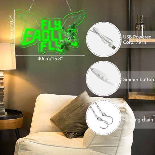 Eagle Team Chant Neon Signs for Wall Decor Team Chant Neon Lights for Bedroom Led Signs Suitable for Dormitory Man Cave Christmas Gift (Eagles 002)