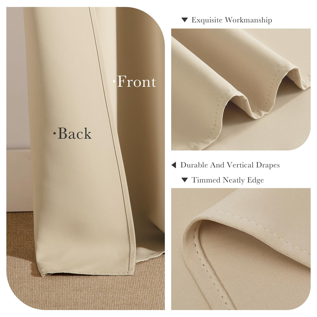 Short Curtains Half Window Curtains (Biscotti Beige / 29"W x 30"L (Pack of 2))