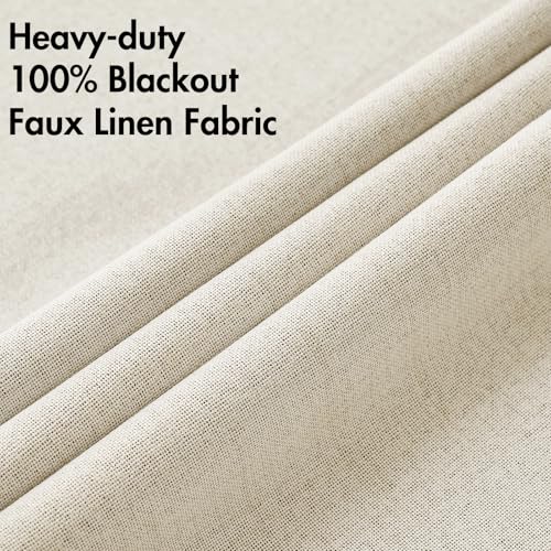 100% Blackout Linen Curtains for Bedroom 52x45 Inches Cream (Cream / 52"W x 45"L (Pack of 2))