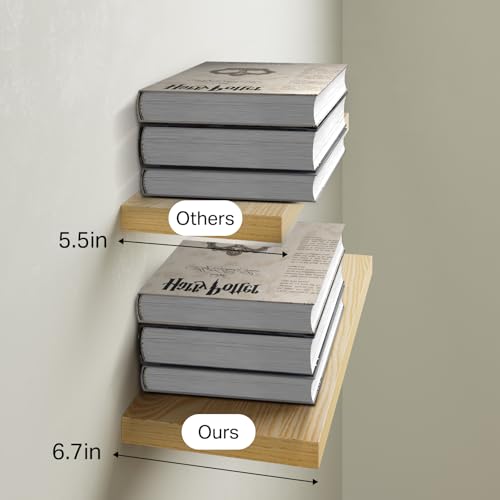 Light Oak Toned Floating Shelves 22.5in (G. Oak-toned - Mid-century Revival Style / 22.5inches)