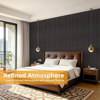 6 Pack Peel and Stick PVC Wood Slat Wall Panel (Black Wood)