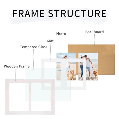 5x7 Collage Picture Frame Set of 2 (Rustic White / 8.5x11.8in (2Pack))