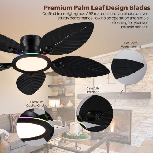 RGB Tropical Ceiling Fans with Lights