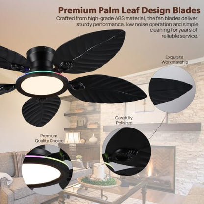 RGB Tropical Ceiling Fans with Lights