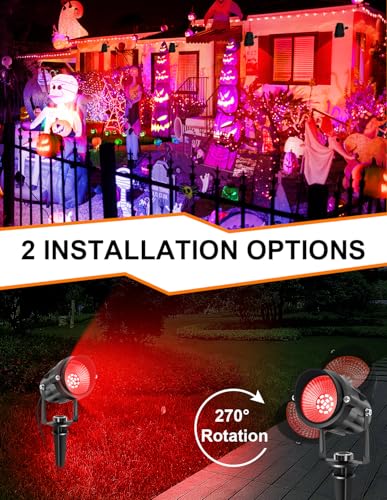 Halloween Red Landscape Lights Outdoor (Red / 2 Pack)