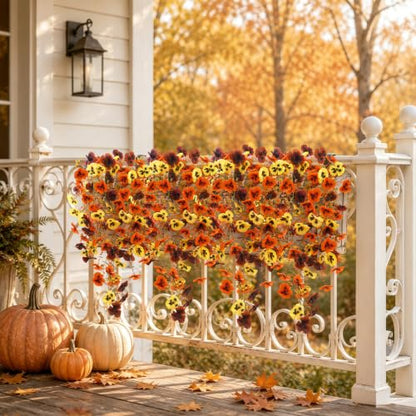 2Pcs Fall Pansies Flowers Artificial with 2'' Large Flower Heads (Yellow/Orange/Burgundy Pansy Flowers)