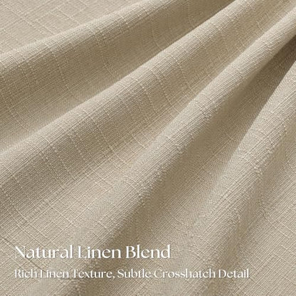 Oatmeal Pleated Linen Blackout 84 Inch Curtains for Bedroom Living Room (Oatmeal / 50"W x 84"L (Pack of 2))