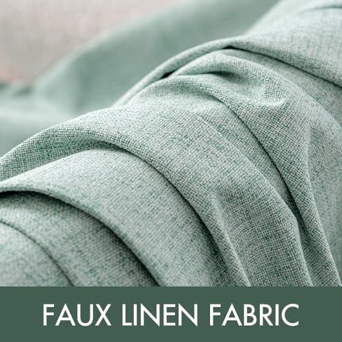 Linen Texture Curtains for Bedroom Solid 100% Blackout Thermal Insulated Seafoam Green Curtains Grommet Room Darkening Drapes for Living Room Nursery 52x96 Inch (Seafoam Green / 52"W x 96"L (Pack of 2))