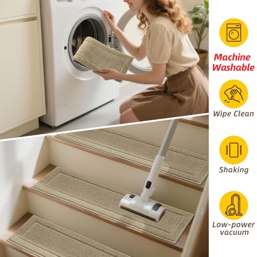 Stair Treads for Wooden Steps Indoor (30" X 8" / Beige)