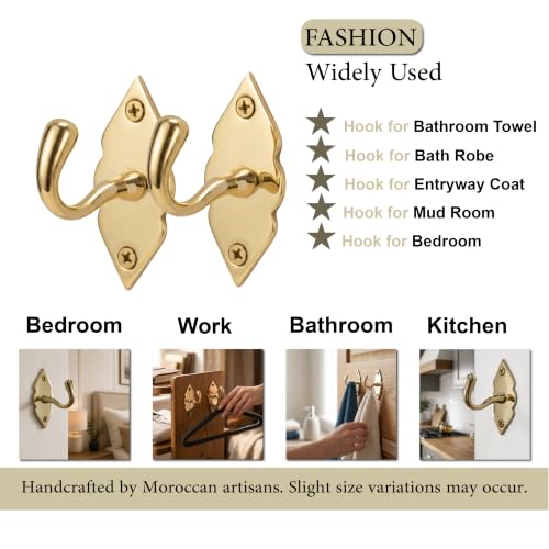 Unlacquered Handmade Brass Hooks