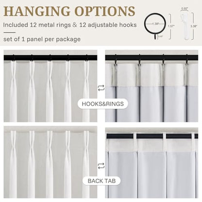 Blackout Off White Curtains Pinch Pleated 70 Inch Extra Wide for Large 9FT Tall Living Room Sliding Glass Patio Door 1 Panel (Beigewhite / 70"W x 108"L (Pack of 1))