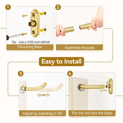 Gold Curtain Rod 2 Pack 32 (Gold / 32 to 58" - 2Pack)
