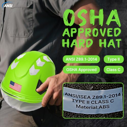 Type 2 Hard Hat with Clear Visor and Chin Strap (Green Hard Hat with Visor)