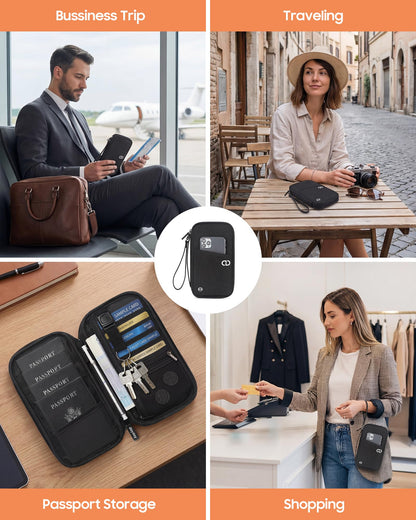 Family Passport Holder Organizer (Deep Black)