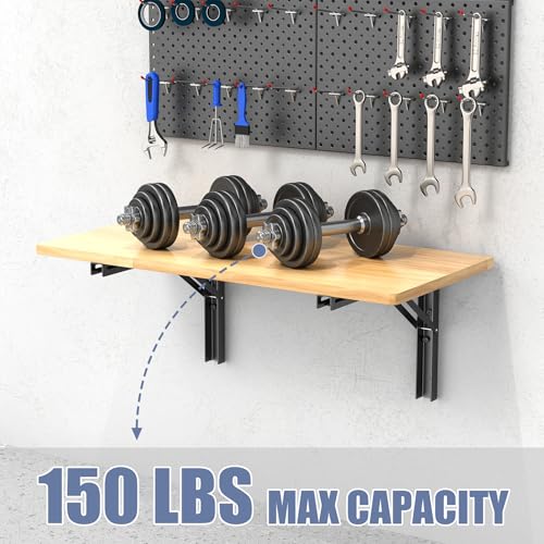 Space Saving Wall Mounted Folding Workbench with Pegboard Kit