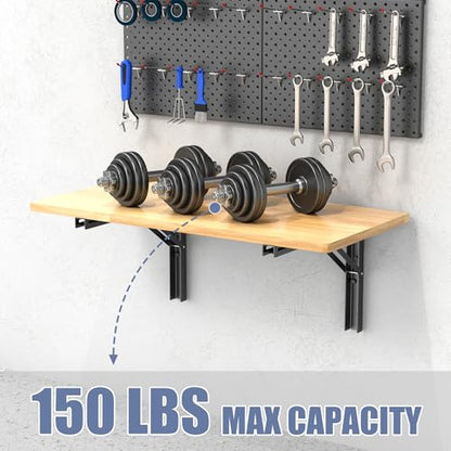 Space Saving Wall Mounted Folding Workbench with Pegboard Kit