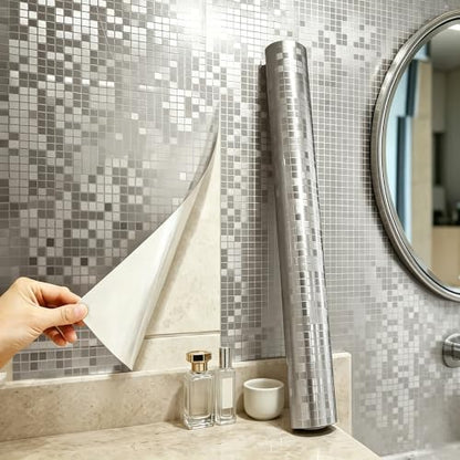 Metallic Brushed Texture Peel and Stick Wallpaper 17.72in x 118in Thick Vinyl Self Adhesive with Air Guide Slot Removable Contact Paper for Kitchen Backsplash