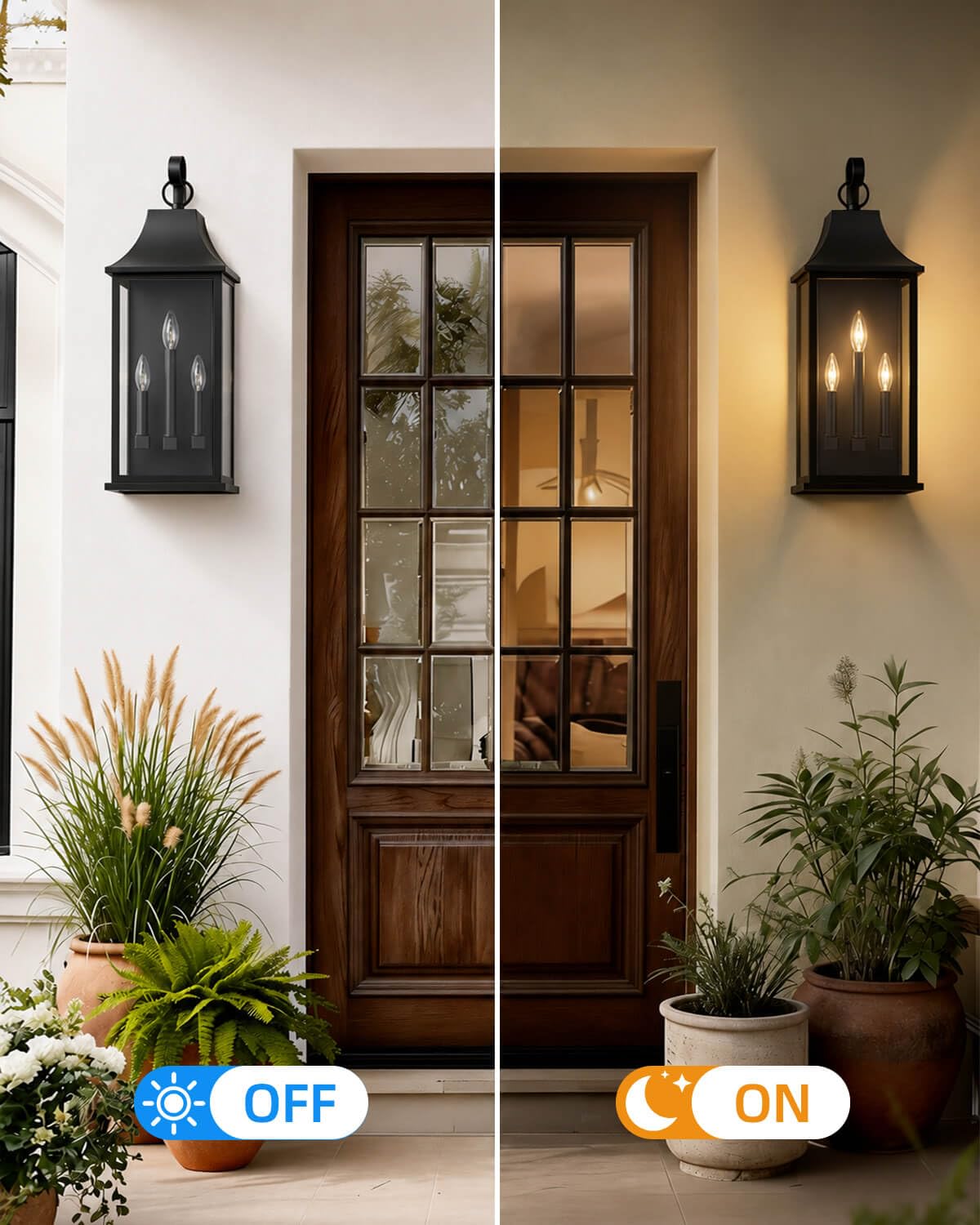 25" Extra Large Outdoor Wall Lanterns 2 Pack (Black / 25 Inch)