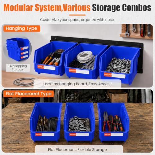 Wall Mounted Storage Organizer Set with Heavy Duty Metal Rails