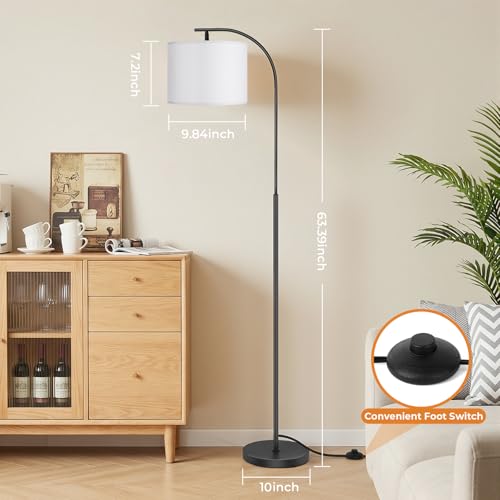 Floor Lamp with Linen Shade (White)
