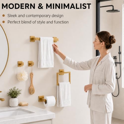 5 Piece Bathroom Accessories Stainless Steel Towel Bar Set
