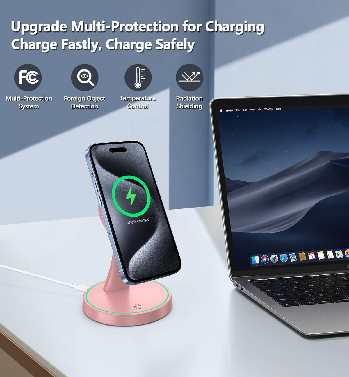 Magnetic Wireless Charger Stand 15W Fast Mag (Magnetic Single Pack Purple)