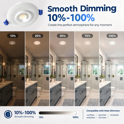 3 Inch LED Eyeball Gimbal Recessed Shower Light (6P-White / 3 Inch)