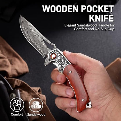 Damascus Pocket Knife for Men