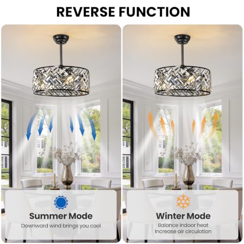 Crystal ceiling fan with light remote APP control