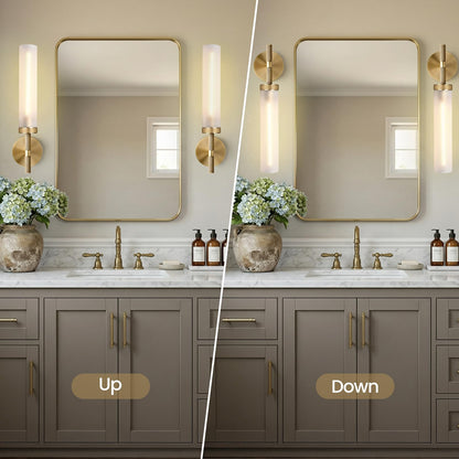 20" Knurled Brass Bathroom Wall Sconces (20-IN-Brass-1PC)