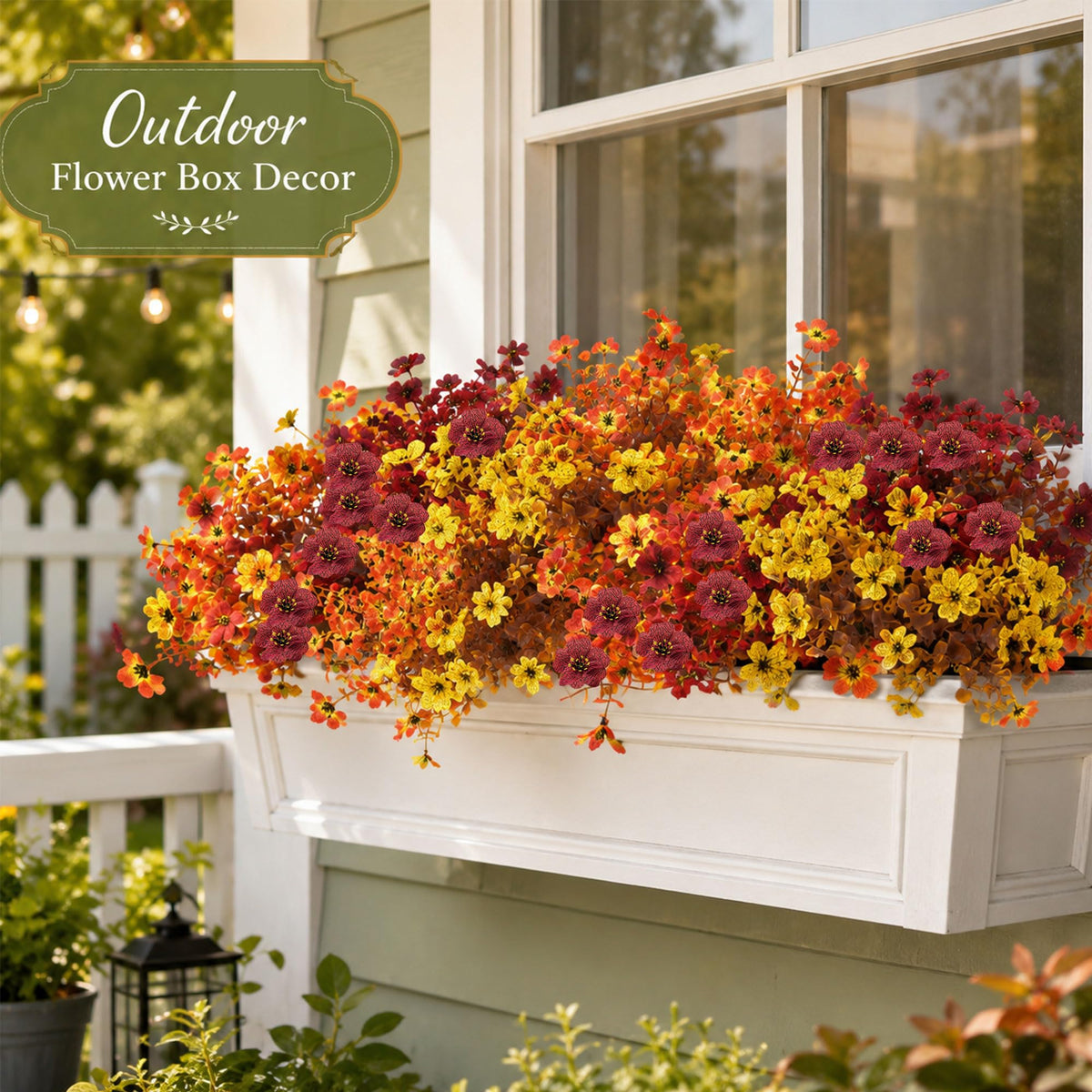 24Pcs Artificial Fall Flowers for Outdoors UV Resistant Decor