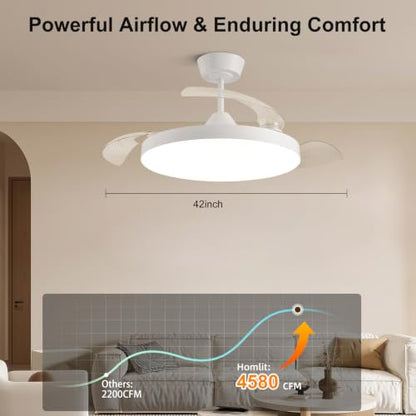 42 Inch Retractable Ceiling Fan