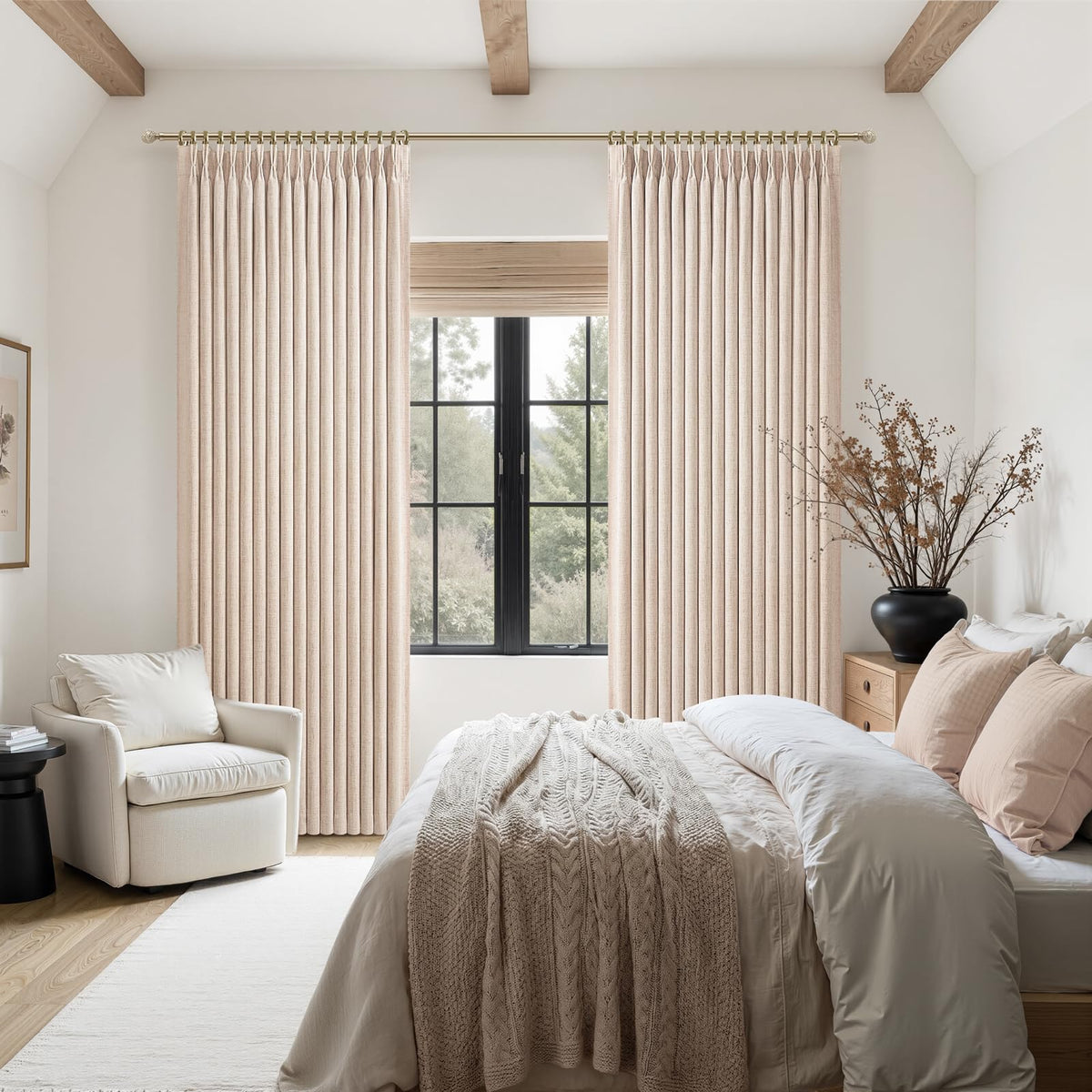 Linen Blackout Curtains 90 Inches Long 2 Panels (Linen / 50"W x 90"L (Pack of 2))