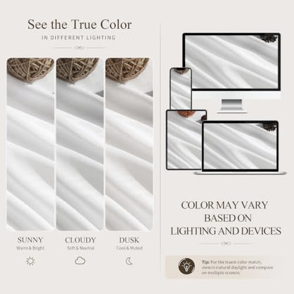 White Linen Curtains 63 Inches Long for Living Room 2 Panels (White / 52"W x 63"L (Pack of 2))