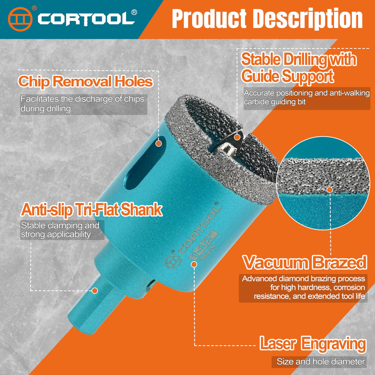 4-1/2 Inch Diamond Hole Saw with Pilot Drill Bit, Diamond Tipped Tile Hole Saws, Dry/Wet Use for Porcelain Tile, Ceramic Pottery, Granite, Stone, Marble, Glass Bottles (4-1/2 Inch (114mm))