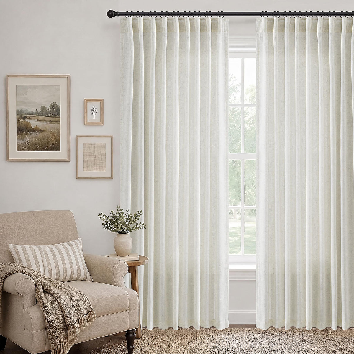 60 Inch Extra Wide Natural Linen Curtain 84 Inches Long 1 Panel (Natural / 60"W x 84"L (Pack of 1))