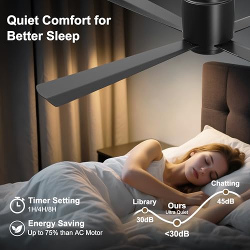 Flush Mount DC Ceiling Fan with Light