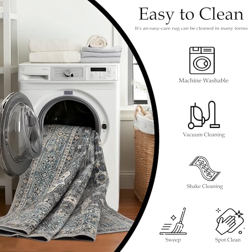 Washable Area Rug 4×6 for Living Room (Silver / 4' x 6' (Rectangular))