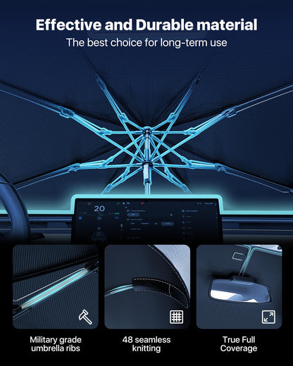 Windshield Sun Shade Umbrella for Truck [Vinyl Coating Heat Shield]