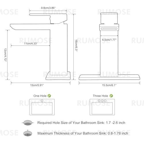 Bathroom Faucets 1 & 3 Hole Vanity Faucet with Drain